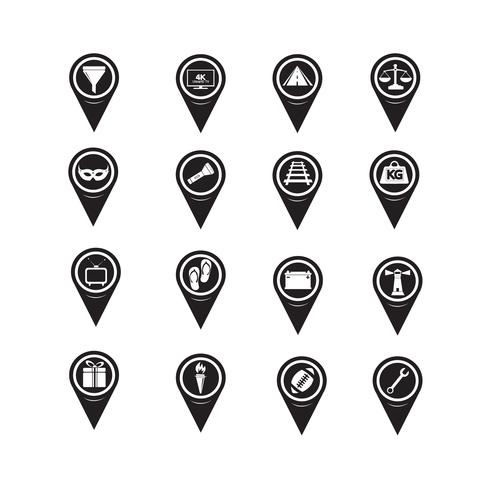 Conjunto de ícones de ponteiro de mapa para o site e comunicação vetor