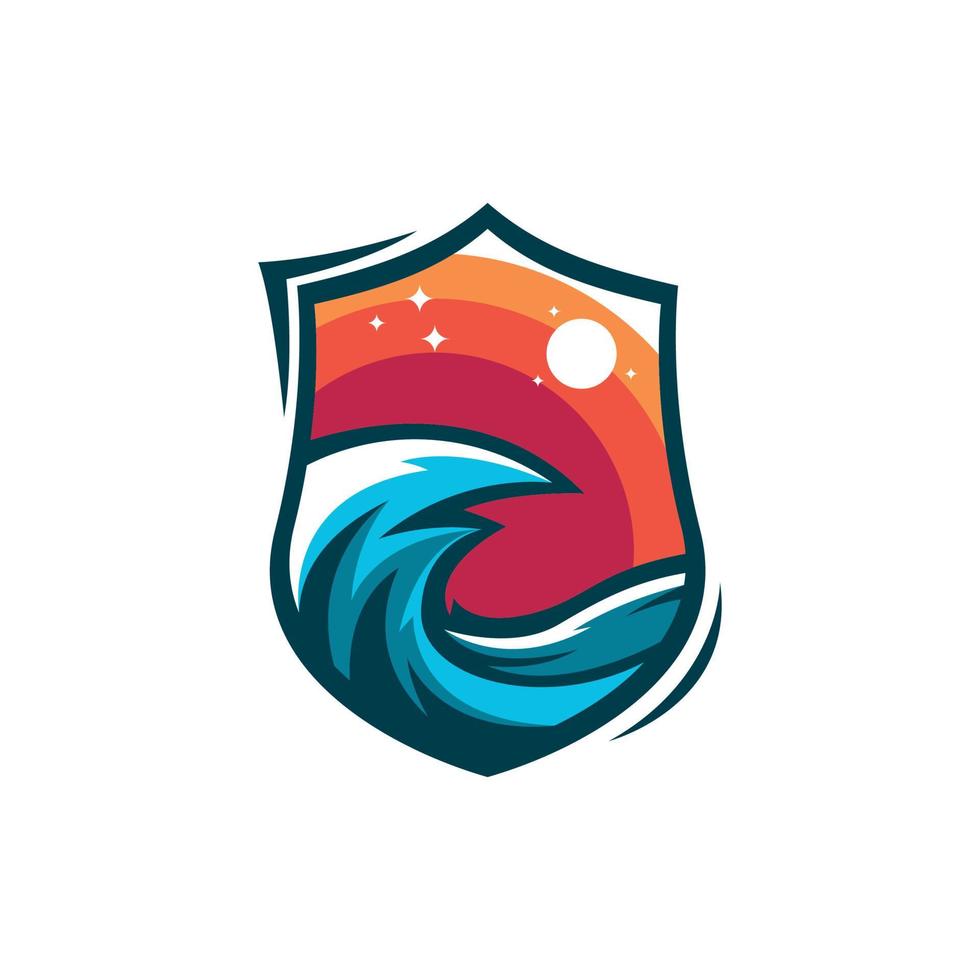 design de logotipo de escudo oceânico vetor
