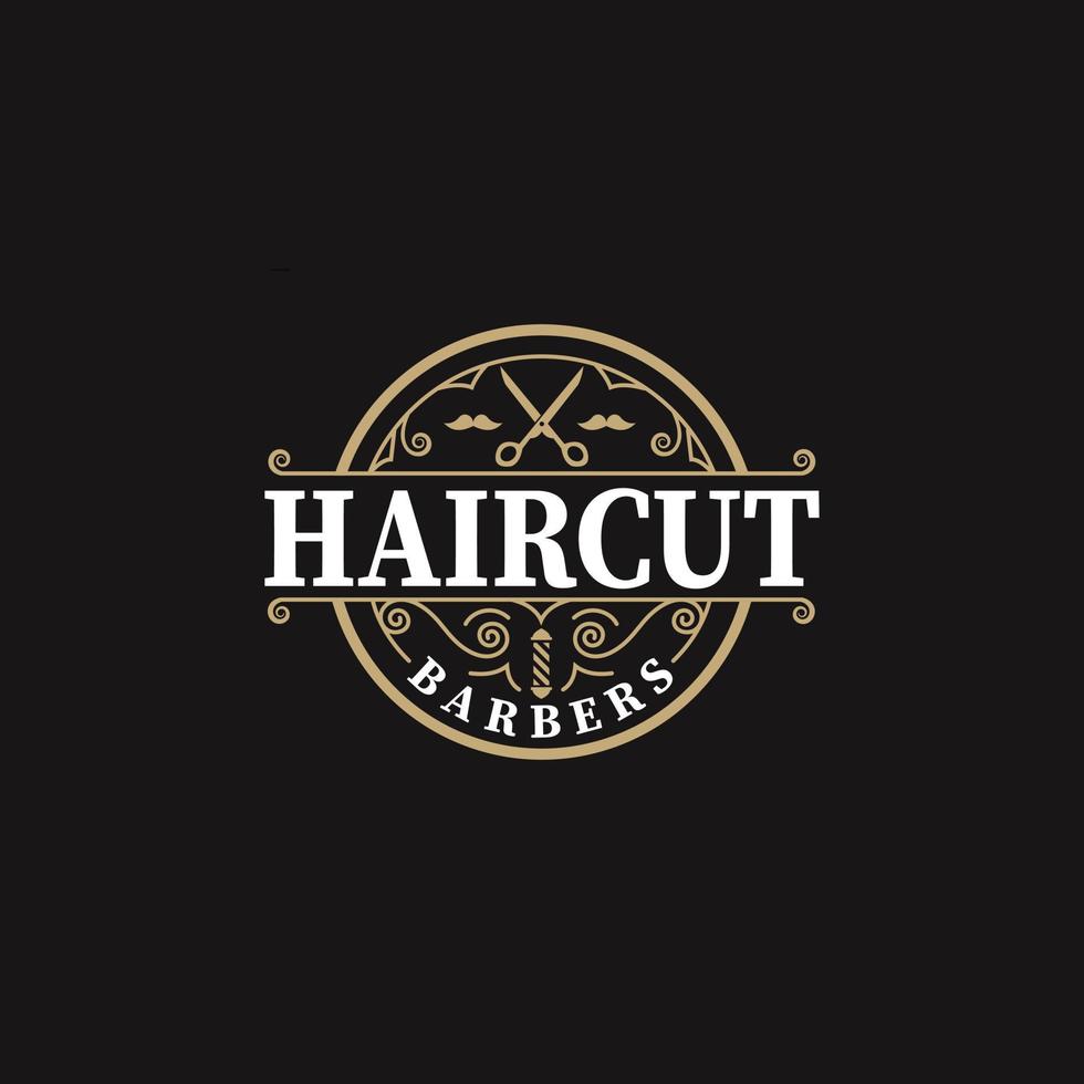 emblema de logotipo de corte de cabelo para, design de logotipo de barbearia, design vetorial de logotipo, serviço de barbear de barba. vetor