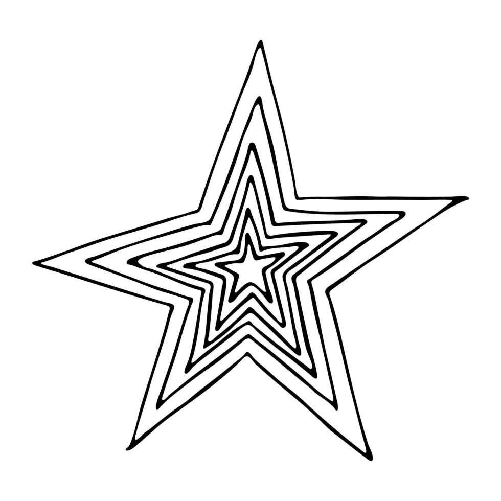 estrela desenhada de mão vetorial. ilustração de estrela doodle bonito isolada no fundo branco. vetor