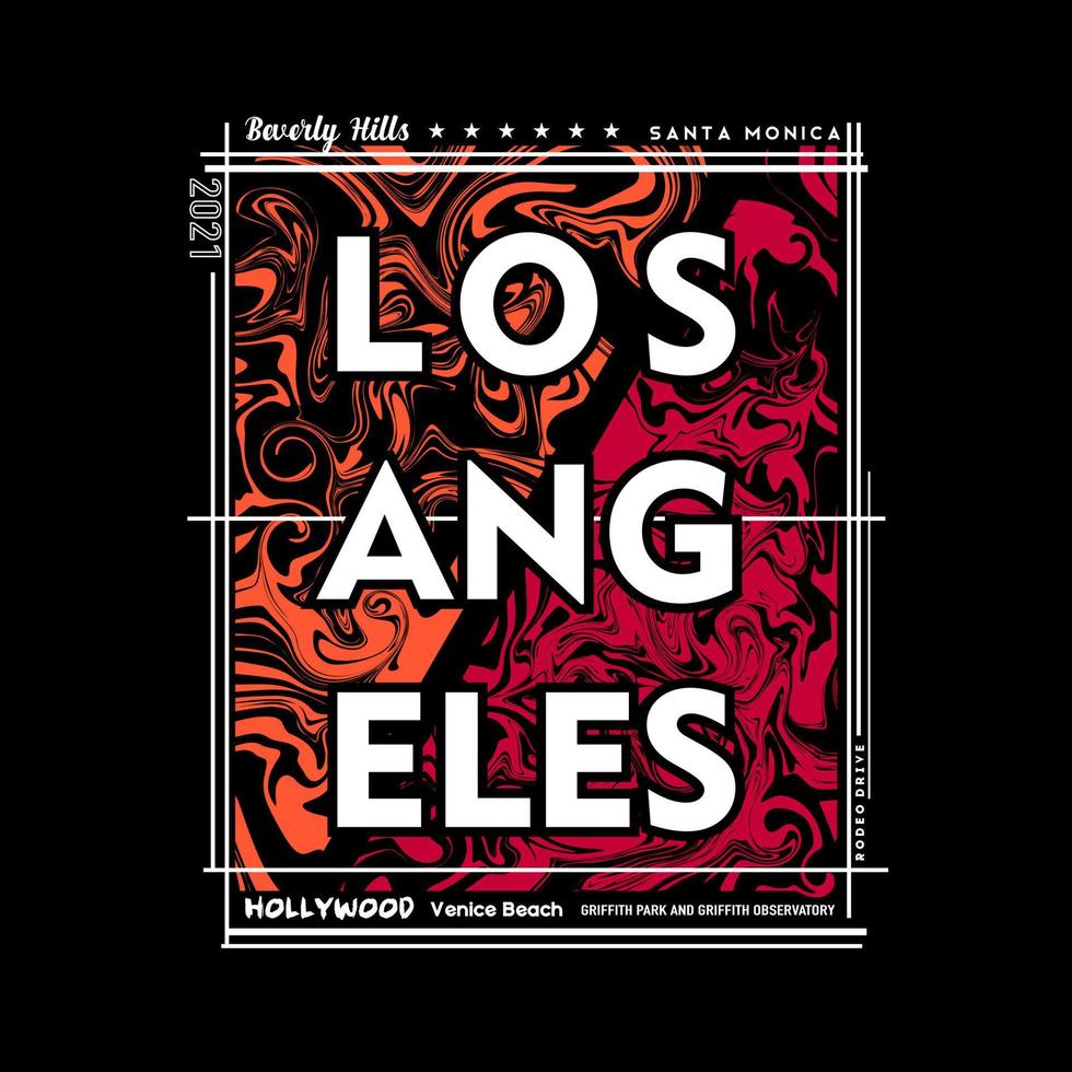 los angeles t-shirt e cartaz design gráfico em estilo abstrato. ilustração vetorial vetor