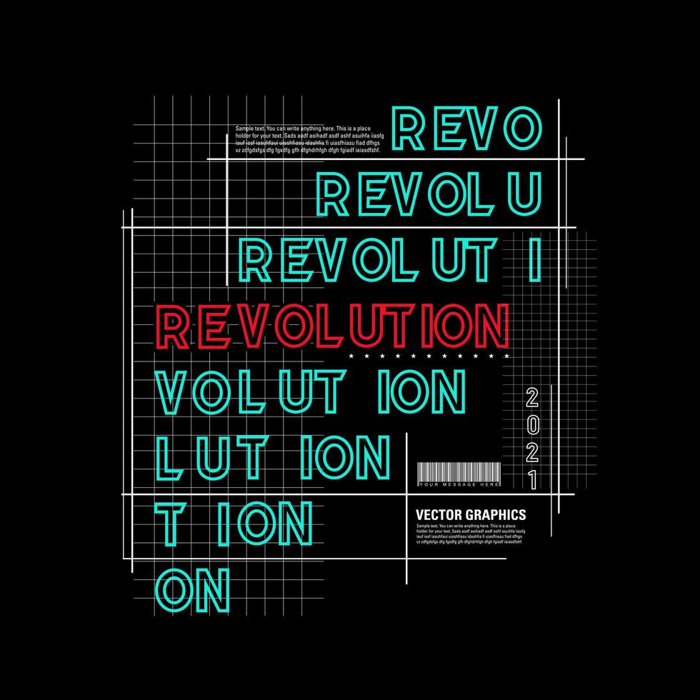 cartaz de tipografia revolução e vetor de design de camiseta