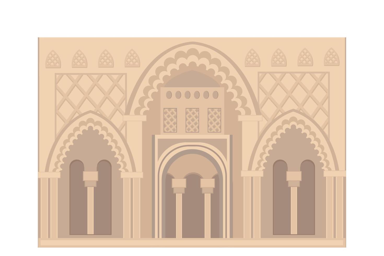 entrada do palácio indiano, ilustração plana nas cores bege e marrom, isolada no fundo branco vetor