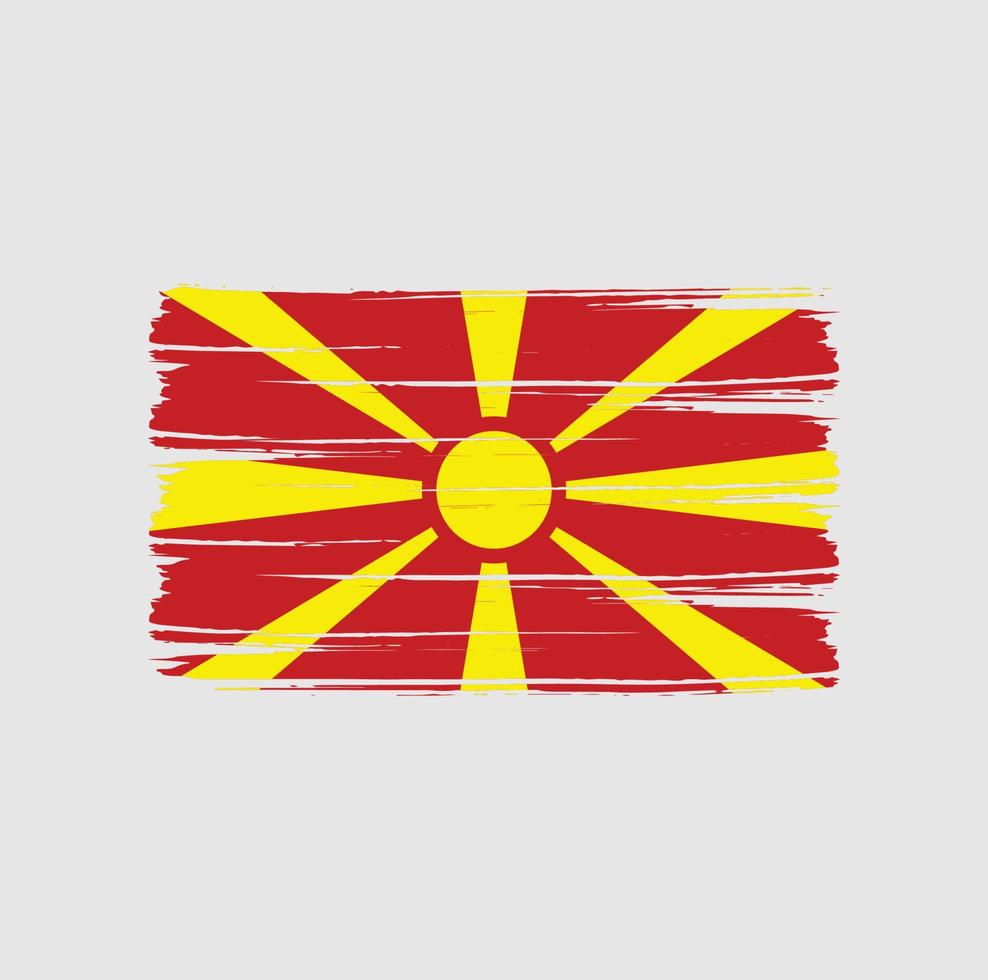 pinceladas de bandeira da Macedônia do Norte. bandeira nacional vetor