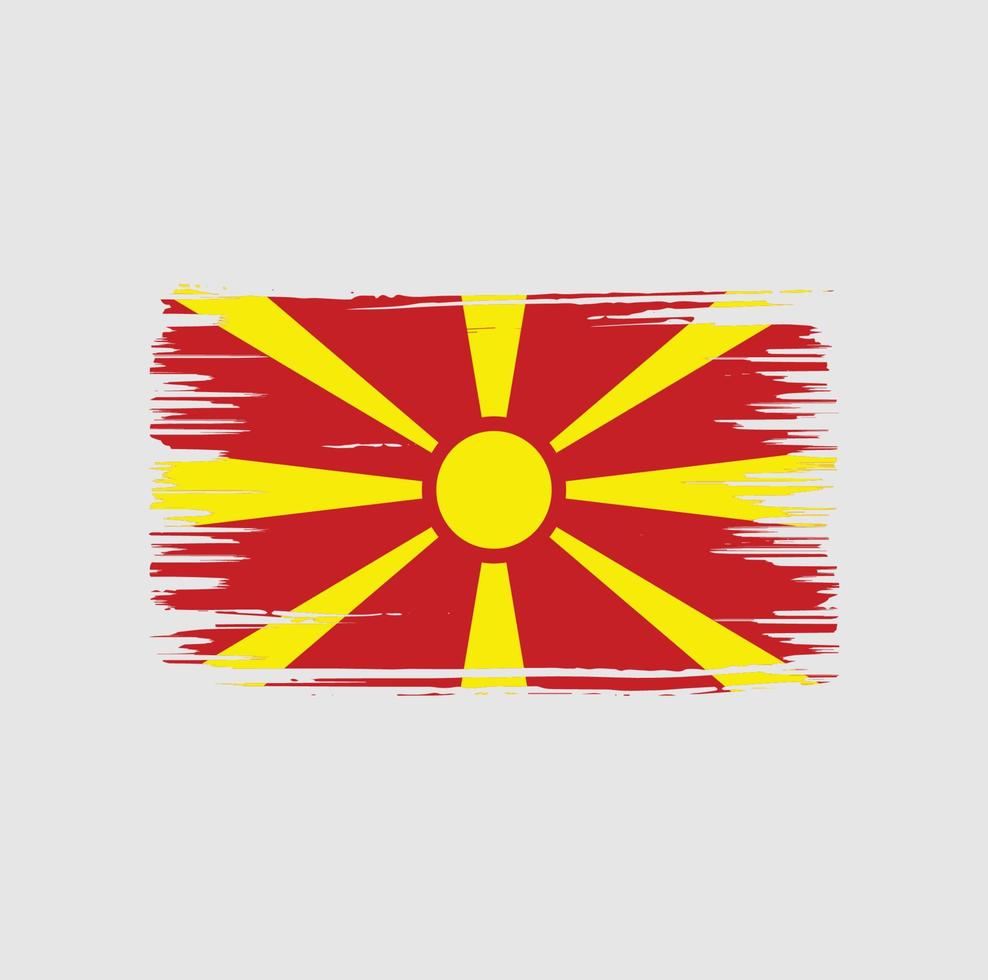 design de pincel de bandeira da macedônia do norte. bandeira nacional vetor