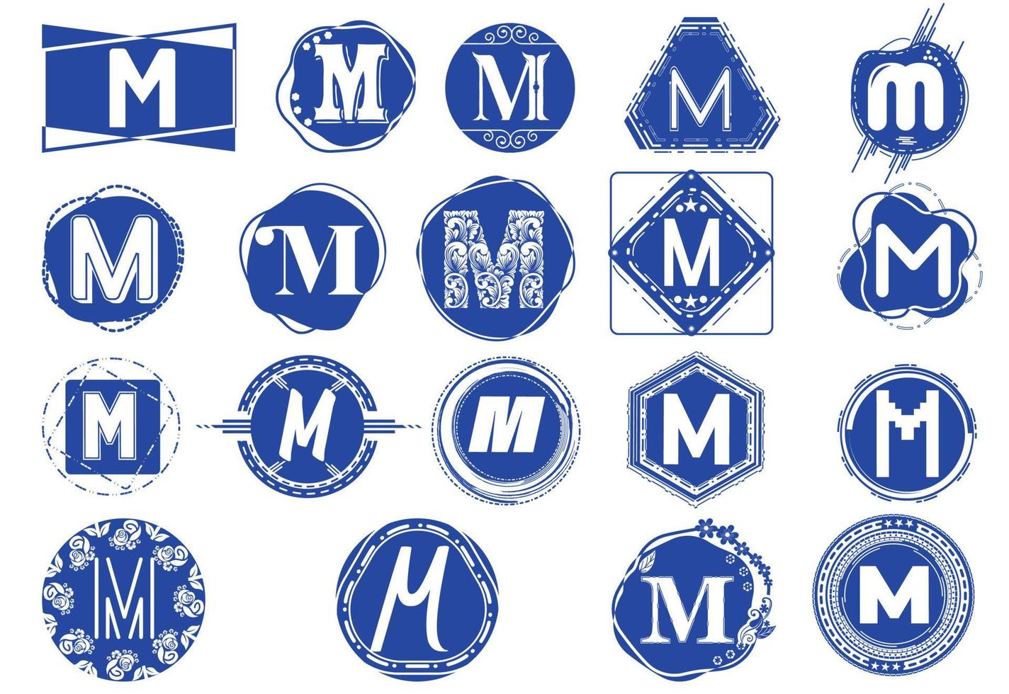logotipo de letra m criativo e pacote de modelo de design de ícone vetor