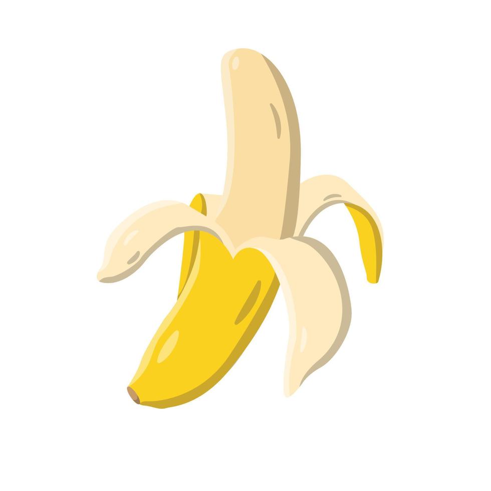 ilustração plana de banana descascada. elemento de design de ícone limpo em fundo branco isolado vetor