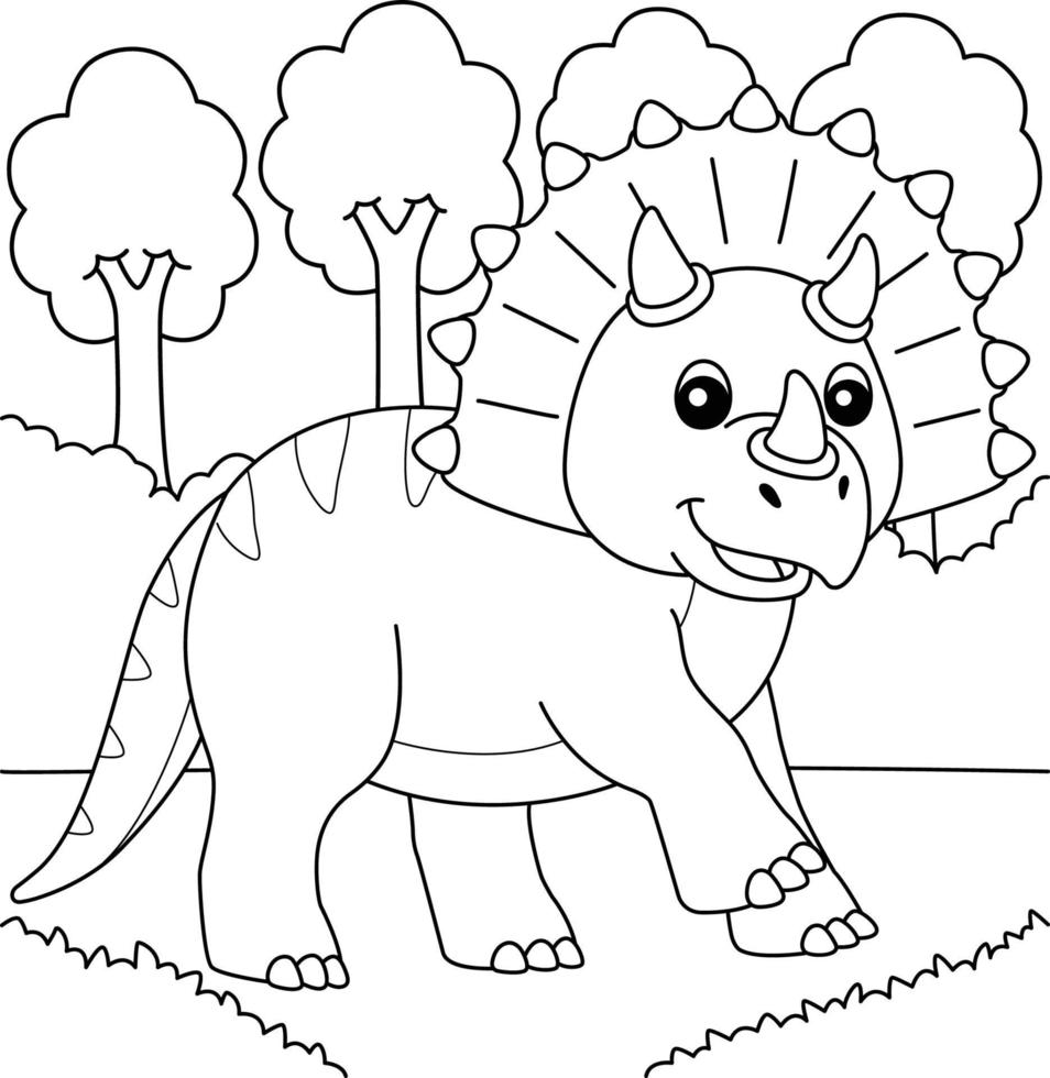 triceratops para colorir para crianças vetor