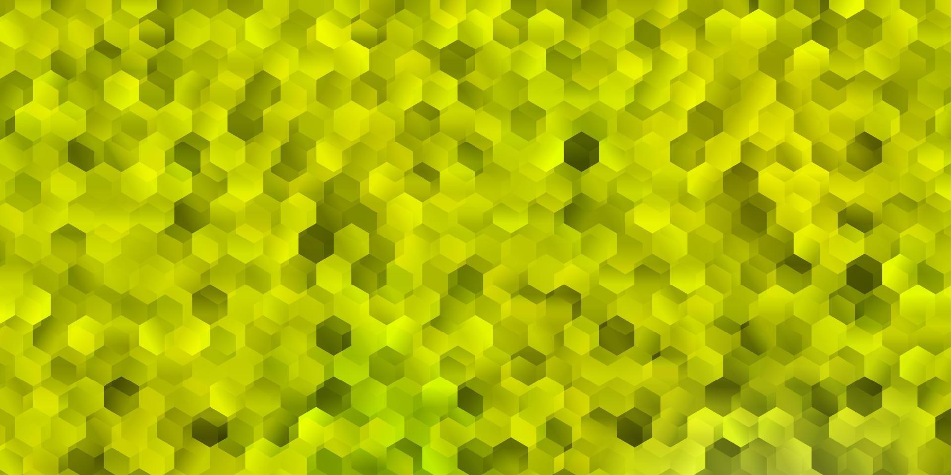 textura de vetor verde e amarelo claro com hexágonos coloridos.