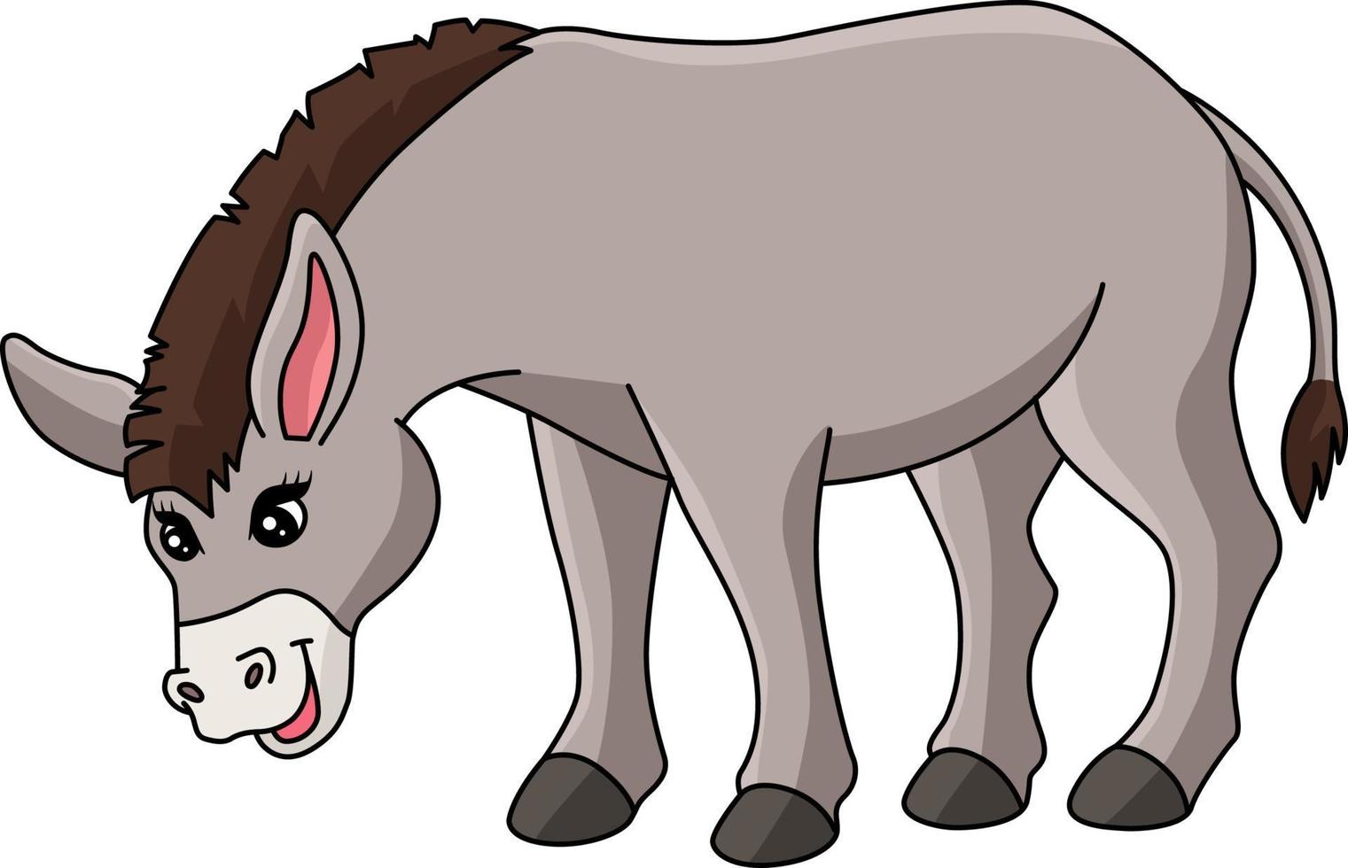 ilustração de clipart colorida de desenho de burro vetor