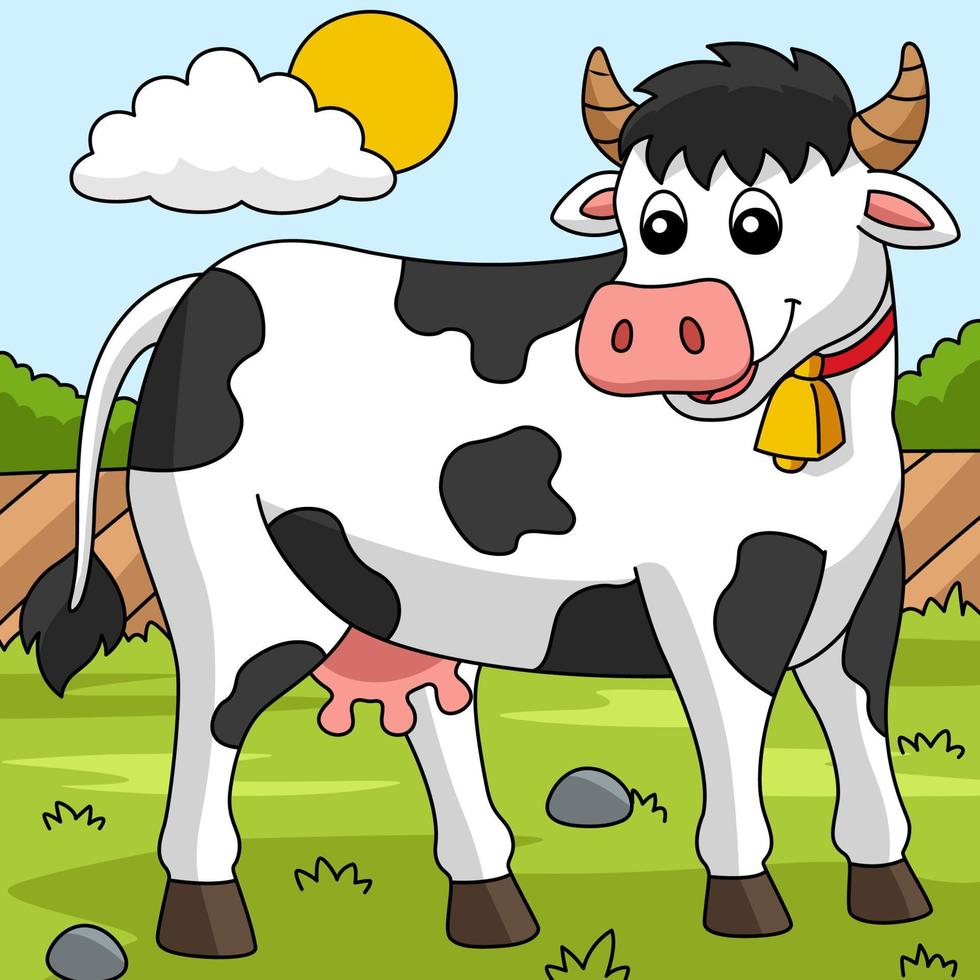ilustração animal colorida de desenho de vaca vetor