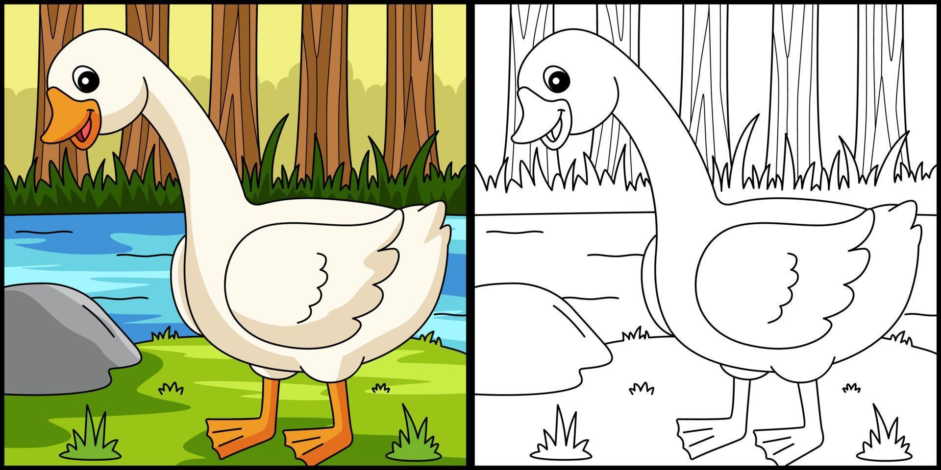 ilustração colorida de página para colorir de ganso vetor