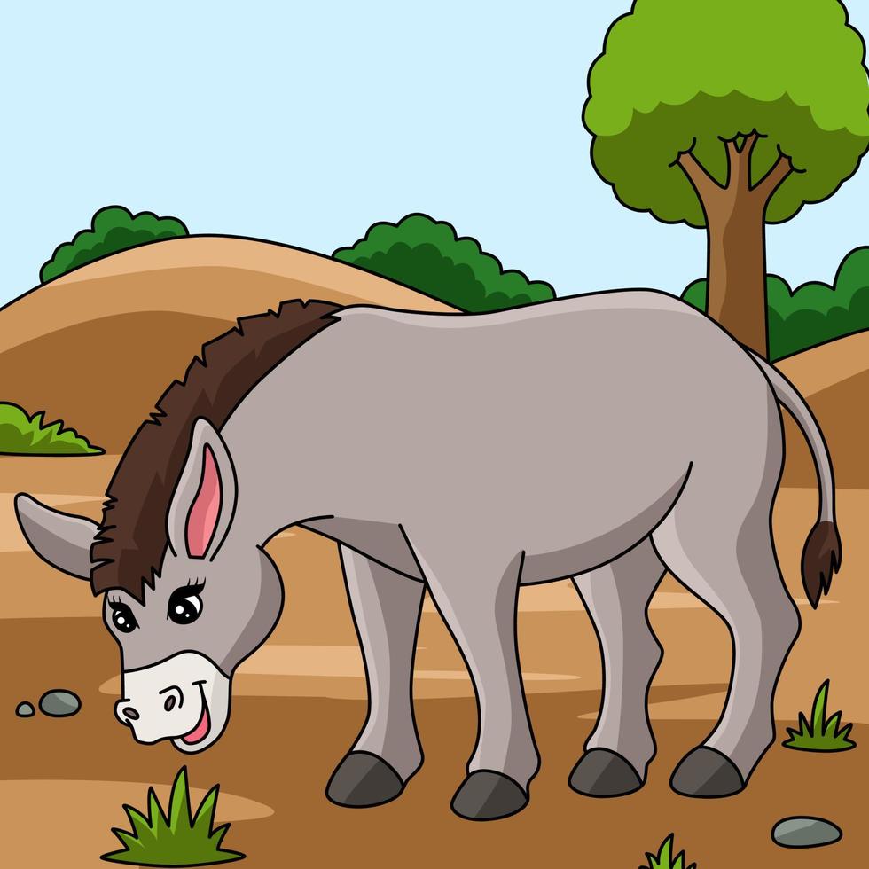 ilustração animal colorida de desenho de burro vetor