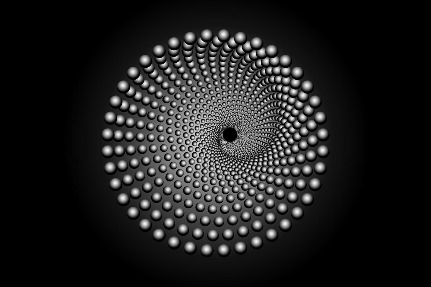 Círculo de pontos de meio-tom 3D, modelo de logotipo redondo, quadro pontilhado de vetor. elemento de design isolado em fundo preto vetor