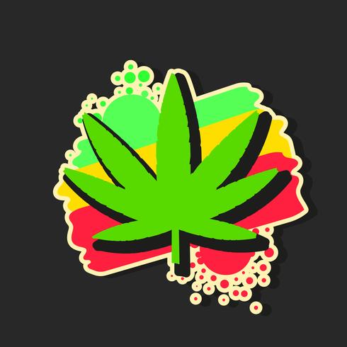 Logotipo de maconha médica com vetor de estilo aquarela de folha de maconha