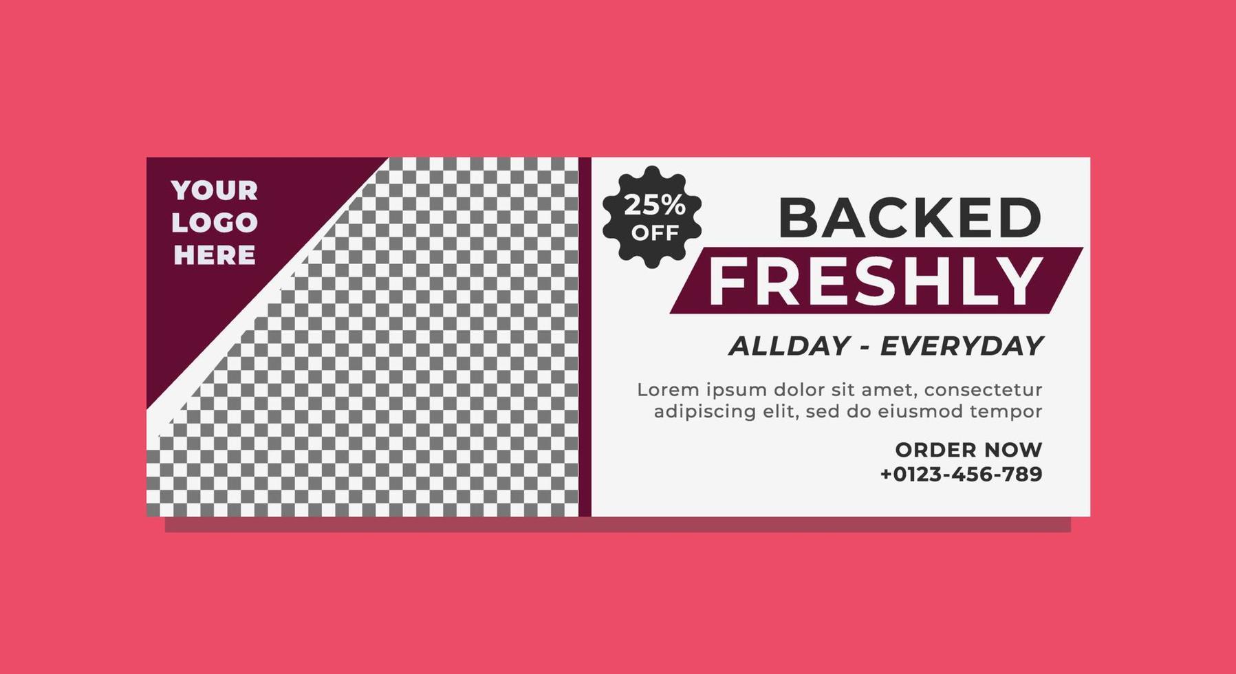 gráfico de vetor de web banner design com esquema de cores marrom e branco. perfeito para bolo ou promoção de produtos de panificação