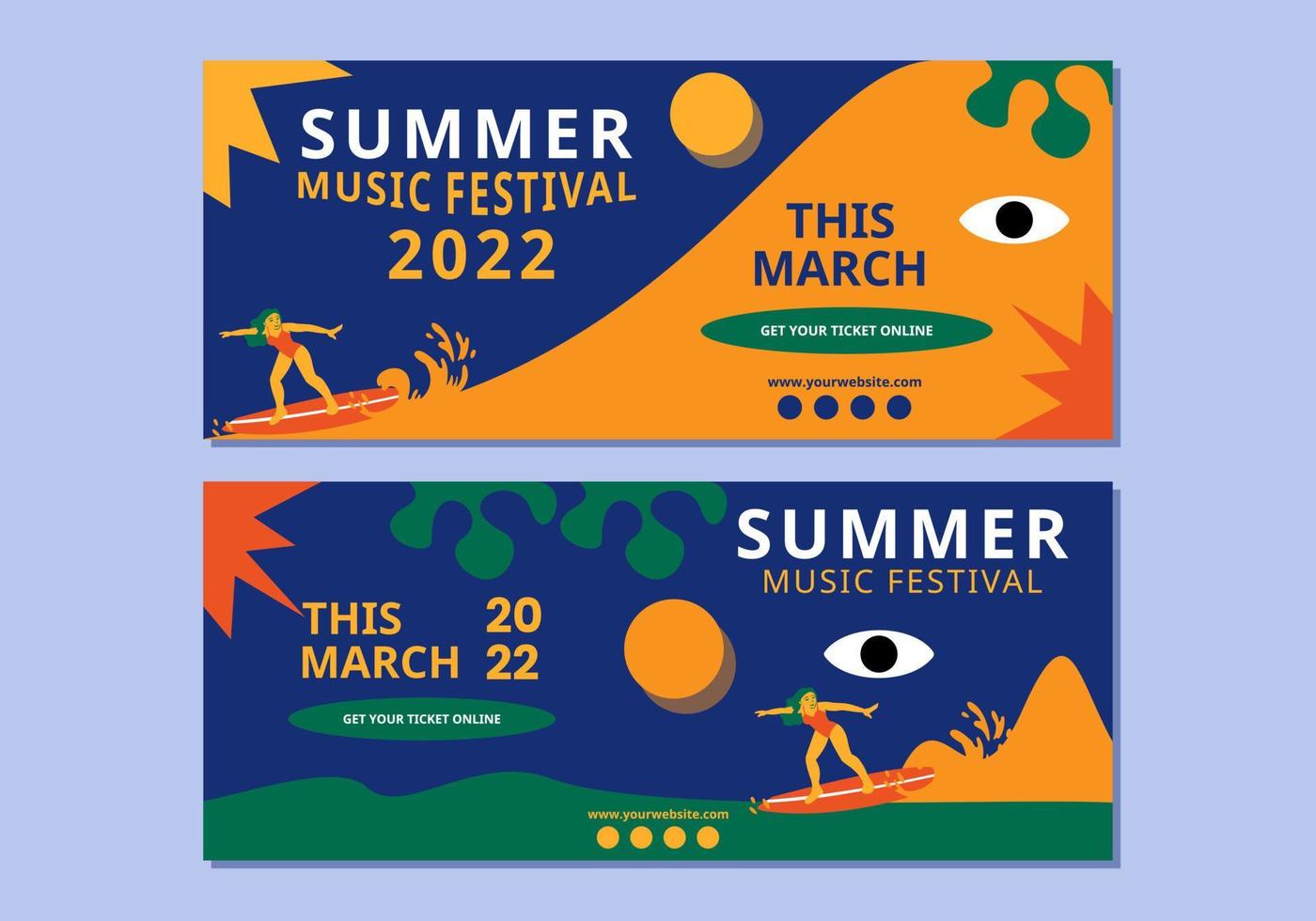 coleção de banner do festival de música de verão vetor