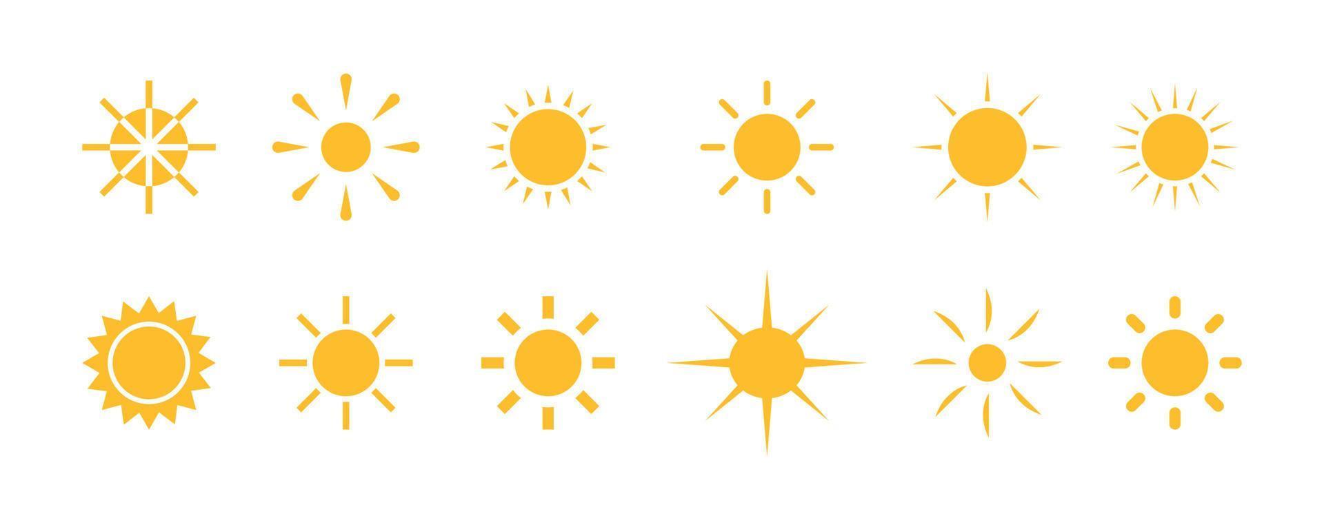 uma coleção de ícones de sol. design de forma simples e minimalista vetor