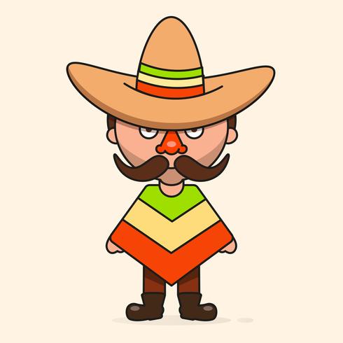 Homem mexicano dos desenhos animados, pronto para seu projeto, cartão, Banner. Vetor