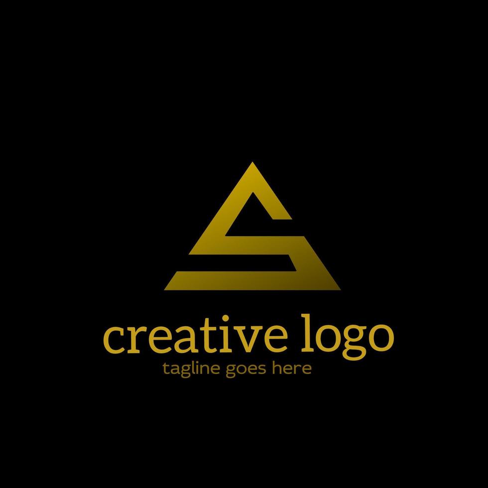 logotipo monograma letras s formas triângulo ouro cor vetor