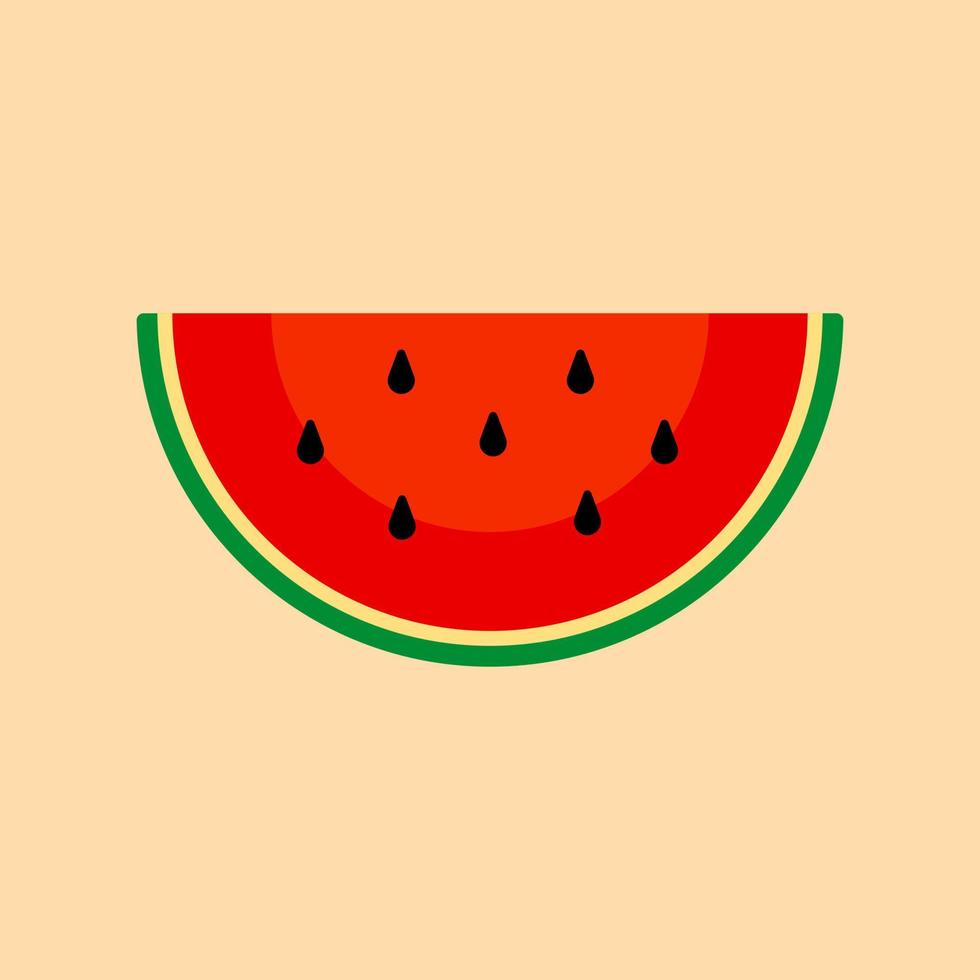 ilustração em vetor design plano de melancia. corte meias sementes. casca de polpa de frutas vermelhas redondas verdes. comida saudável. melancia doce. frutas tropicais. fundo de cor.