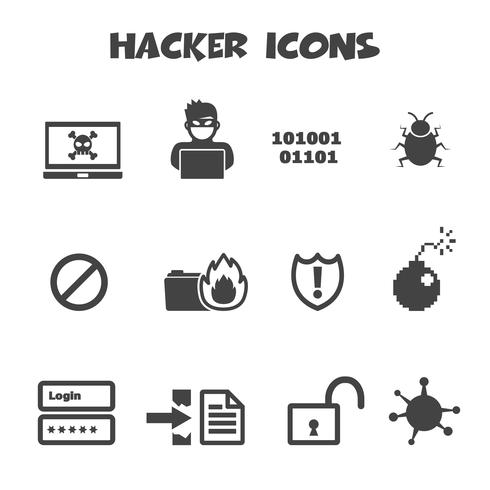 símbolo de ícones de hacker vetor