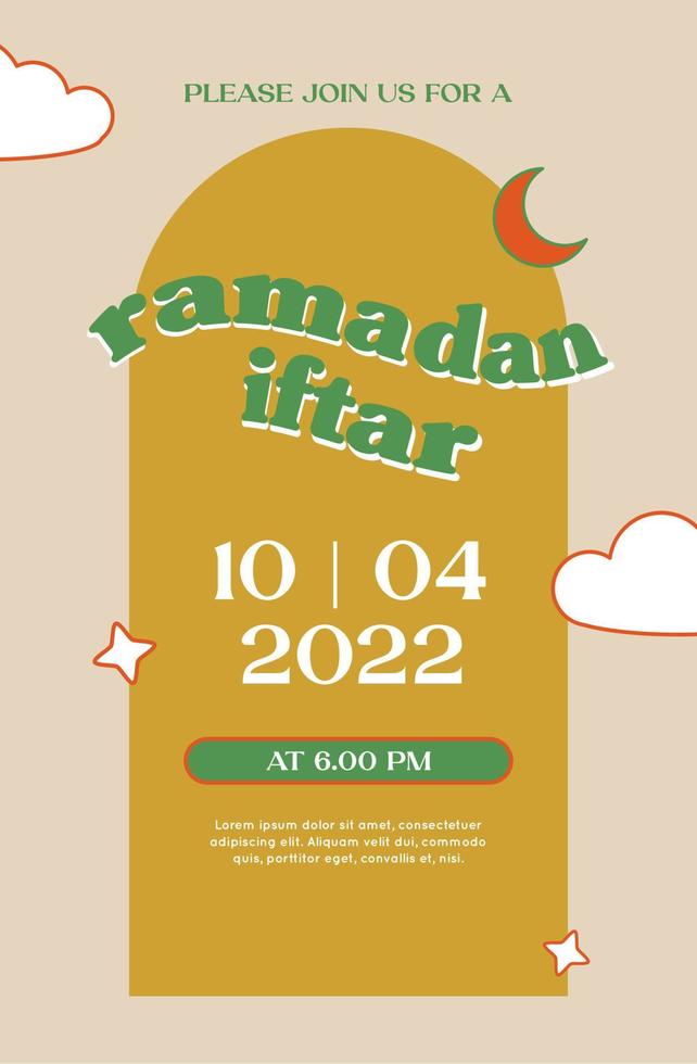 estilo retro de design de convite iftar do ramadã vetor