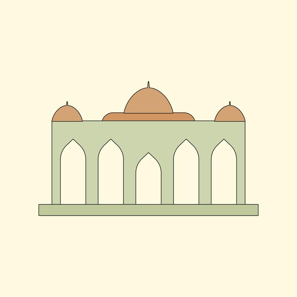 ilustração plana de construção de mesquita islâmica vetor