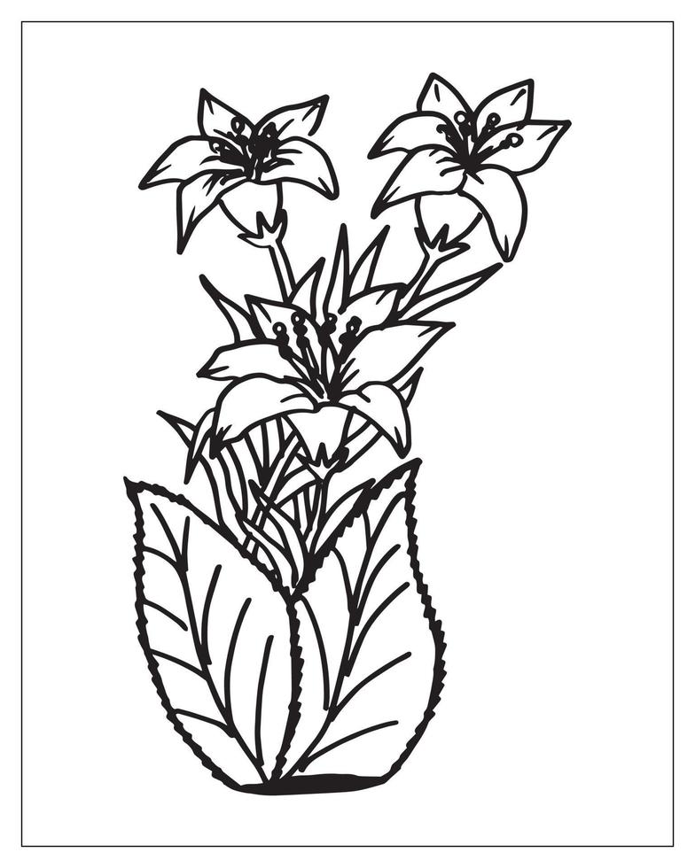 flor para colorir. design de contorno de flores. desenho de arte de linha. vetor