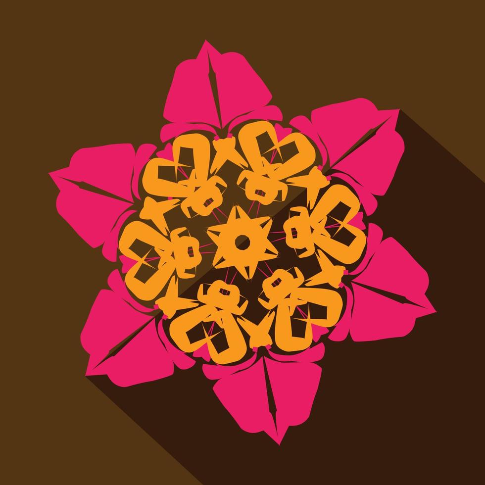 design colorido de mandala para decoração em vetor de cor rosa e amarelo