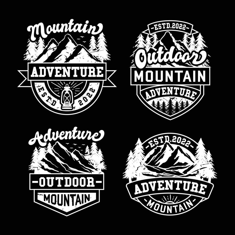 conjunto de design de logotipo vetorial de acampamento de aventura vetor