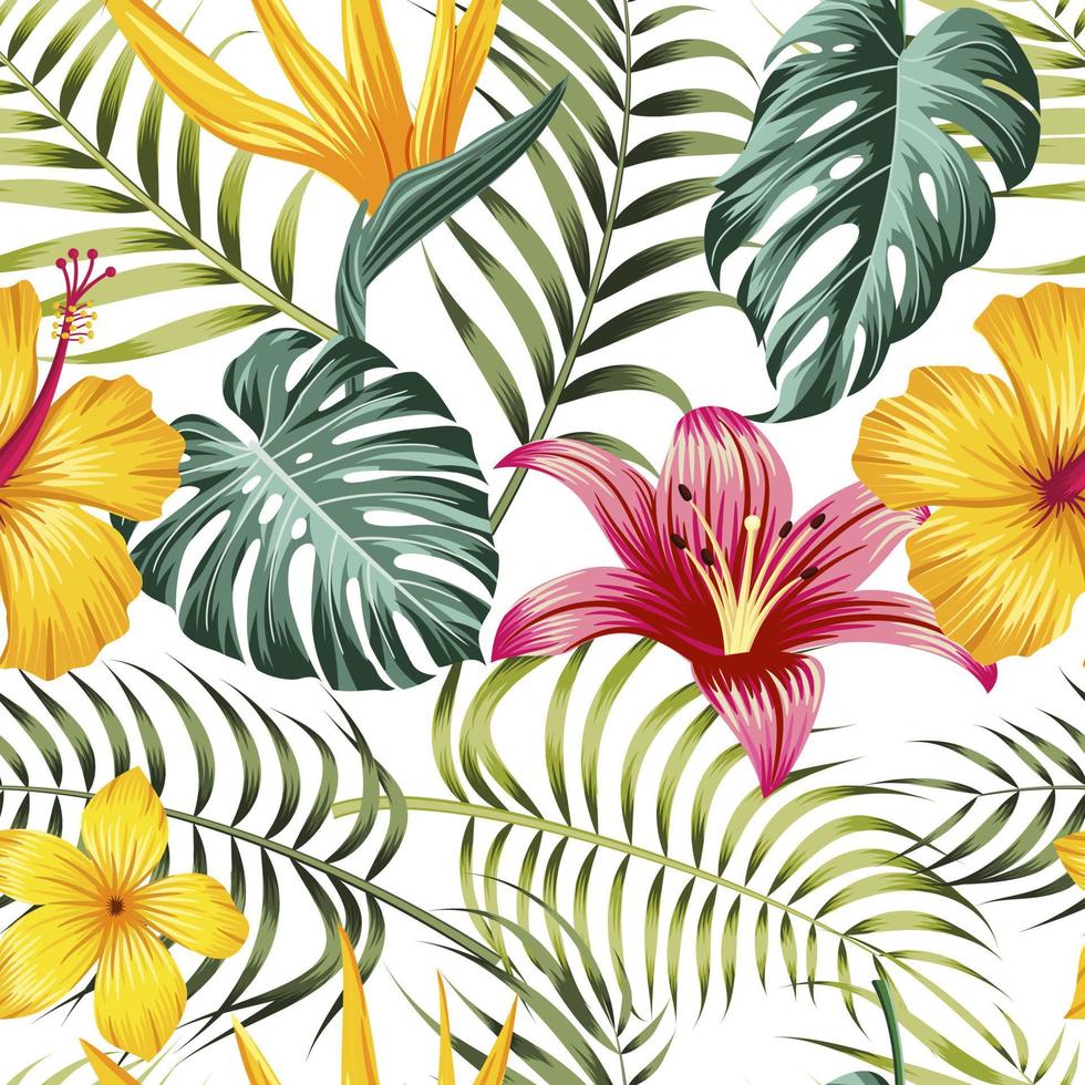 padrão floral sem costura com folhas. fundo tropical vetor