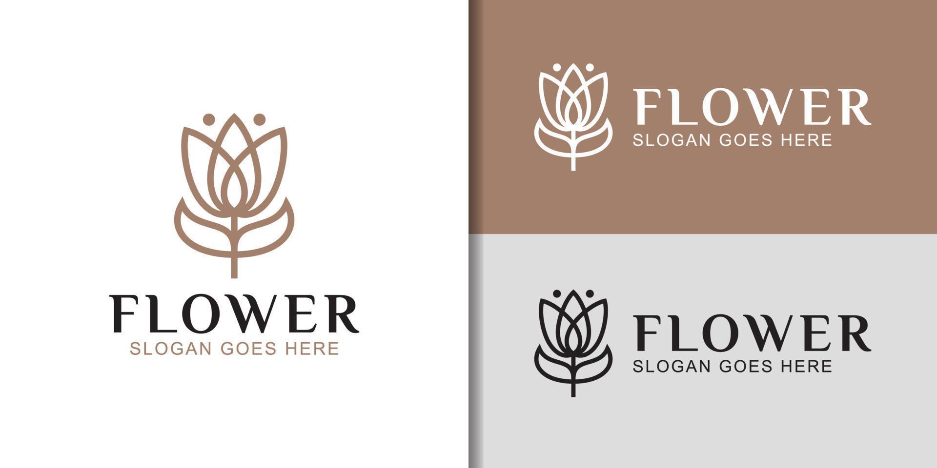 flor de estilo de arte de linha elegante de luxo ou logotipo floral para spa, cosméticos, produtos de cuidados com a pele vetor