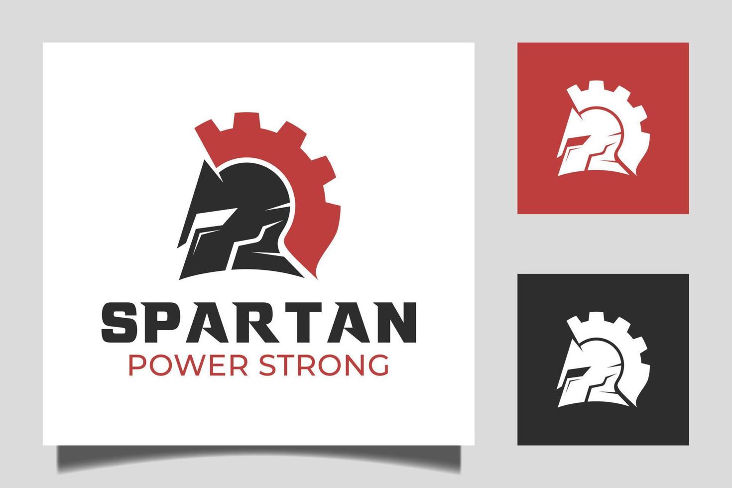 combinação de design de modelo de logotipo de vetor de guerreiro espartano com capacete espartano e ilustração de ícone de design de engrenagem