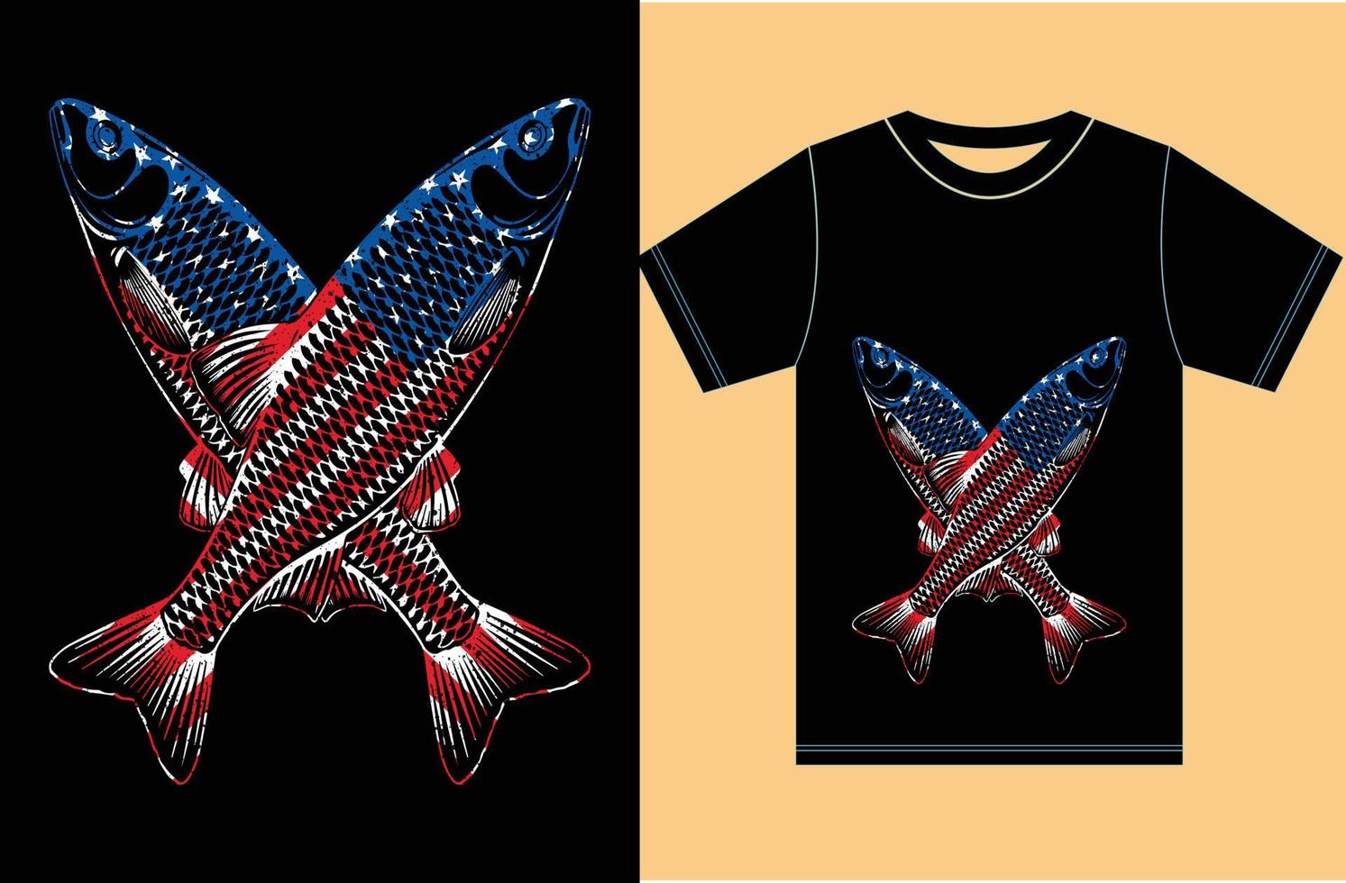 camiseta de pesca. design de t-shirt de bandeira de pesca dos eua. camisa de pesca vetorial. design de camiseta eps. vetor