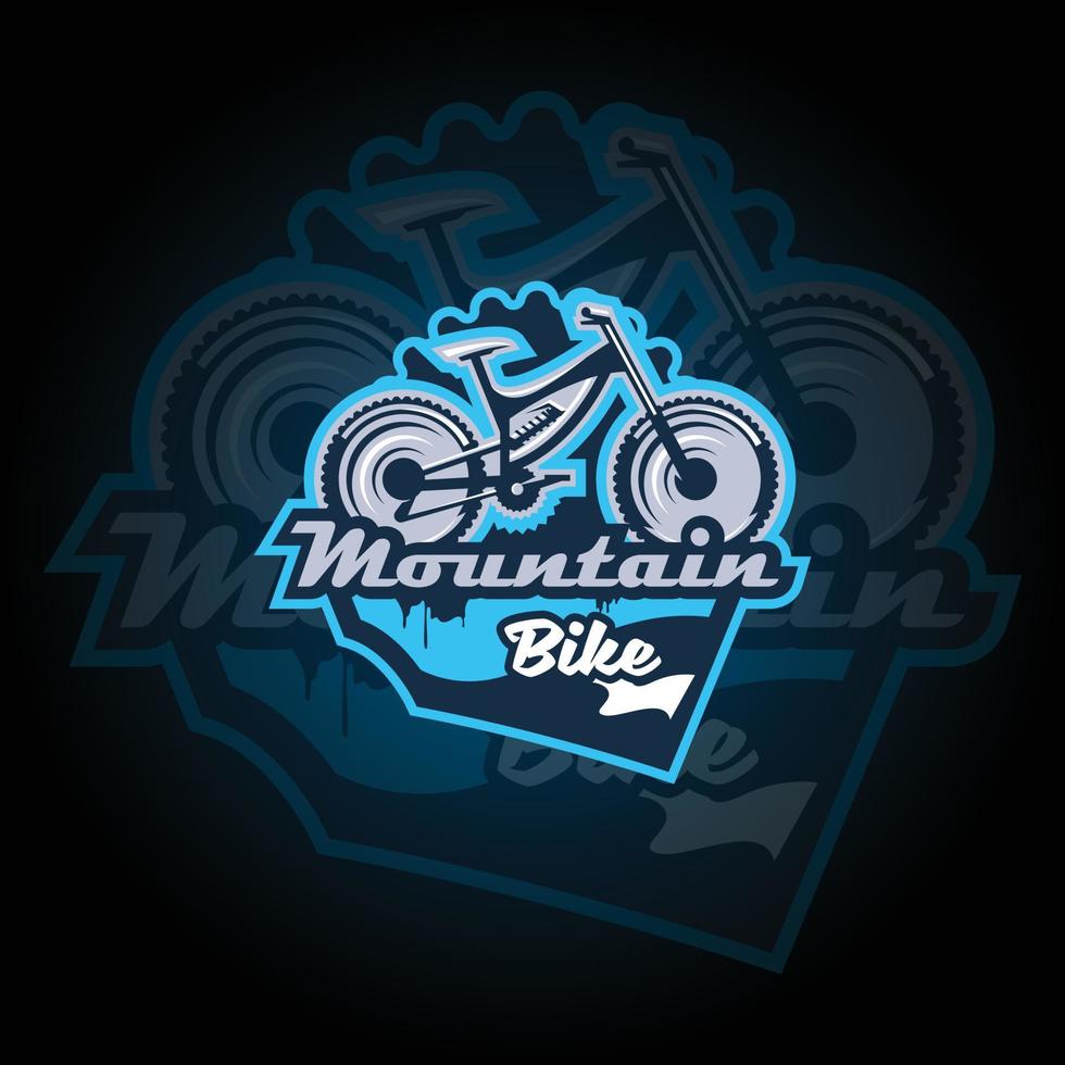 mountain bike, vetor de logotipo de jogos de e-sports de bicicleta. logotipo do jogo. design de logotipo de esporte mascote. logotipo de ilustração vetorial de mascote animal de jogo. mascote, design de emblema para equipe de esports.