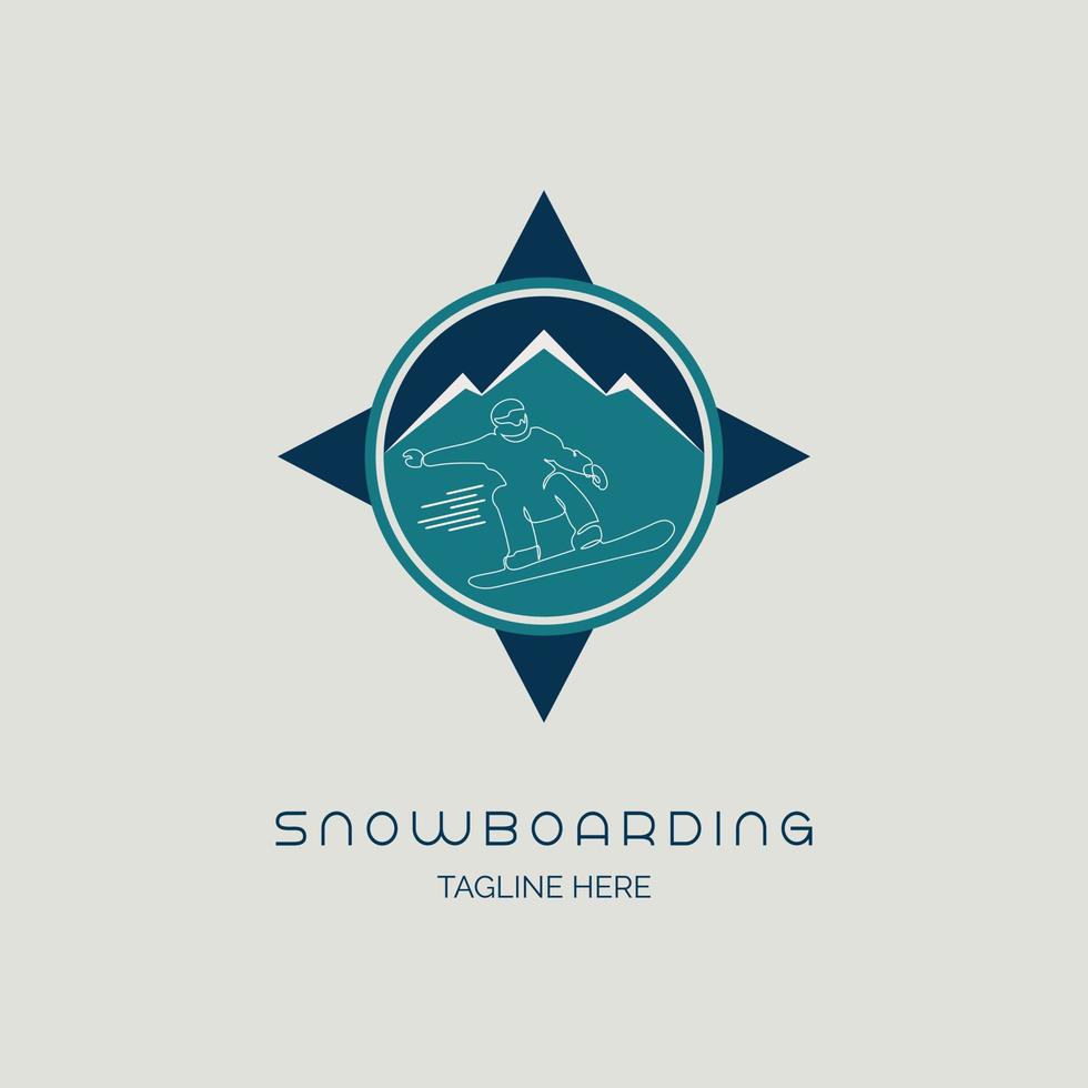 estilo de linha de modelo de design de logotipo de snowboard para marca ou empresa e outros vetor