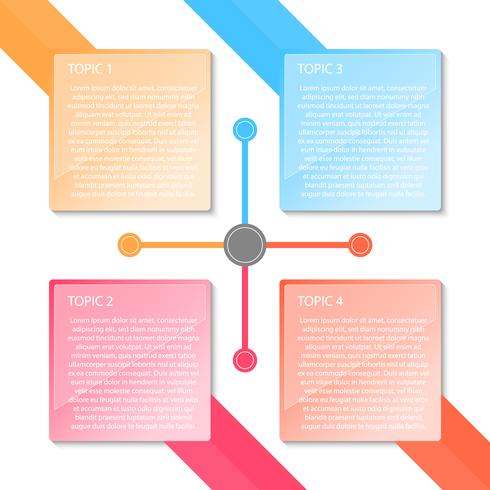 Infográfico de transparência colorido quatro rótulos. vetor