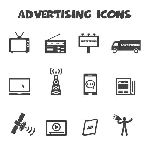 símbolo de ícones de publicidade vetor