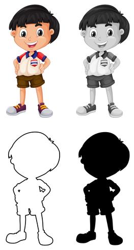Conjunto de caracteres de menino tailandês vetor