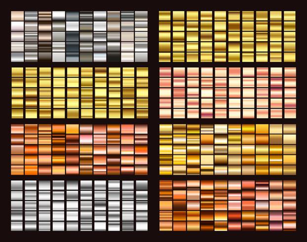 Gradientes coloridos da coleção grande. Gradientes metálicos que consistem em fundos. Vetor. vetor