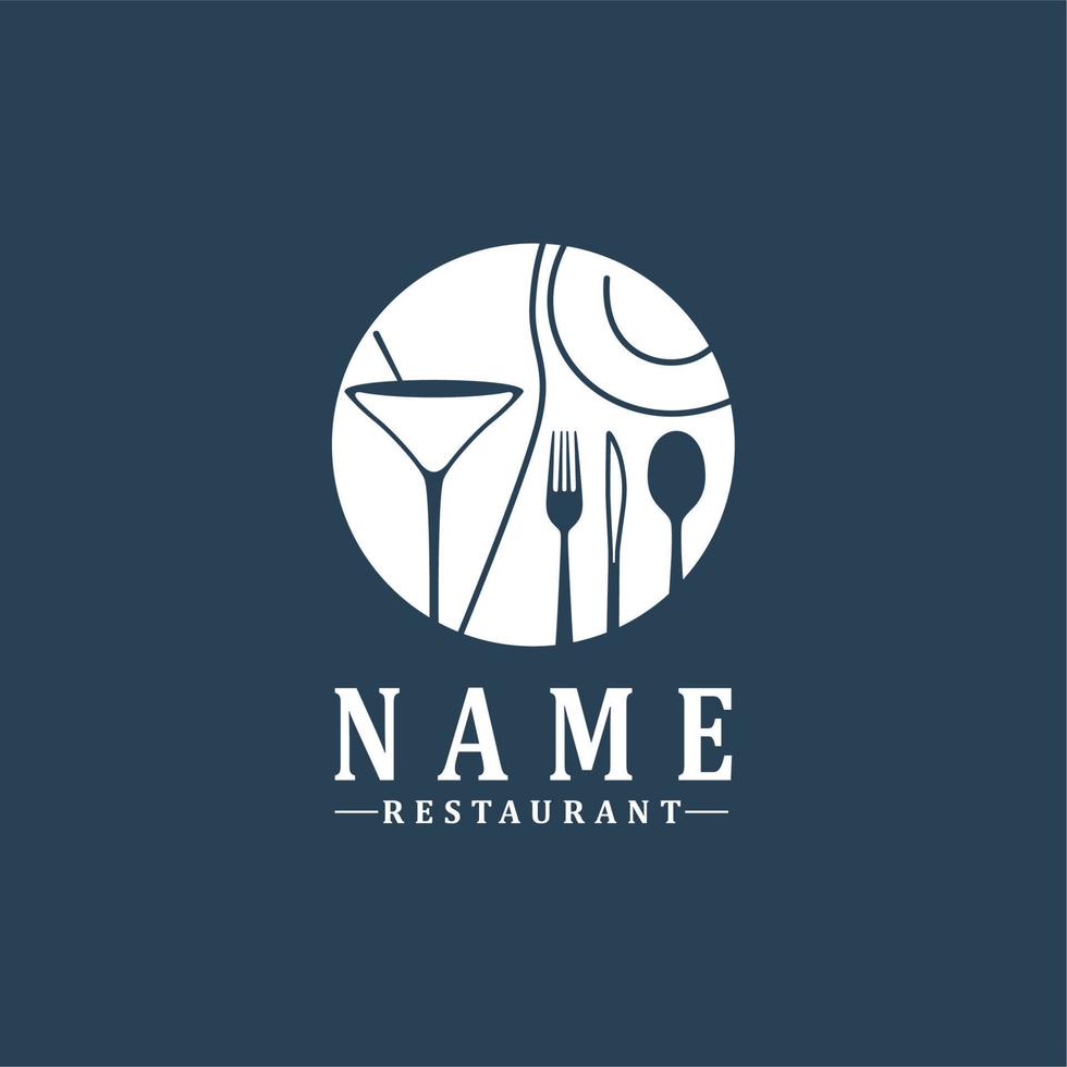 colher, garfo, faca, copo de vinho logotipo simples para restaurante vetor