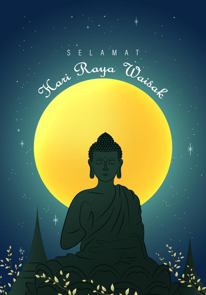 conceito criativo de dia vesak para cartão ou banner. feliz dia de buda com estátua de siddhartha gautama vetor