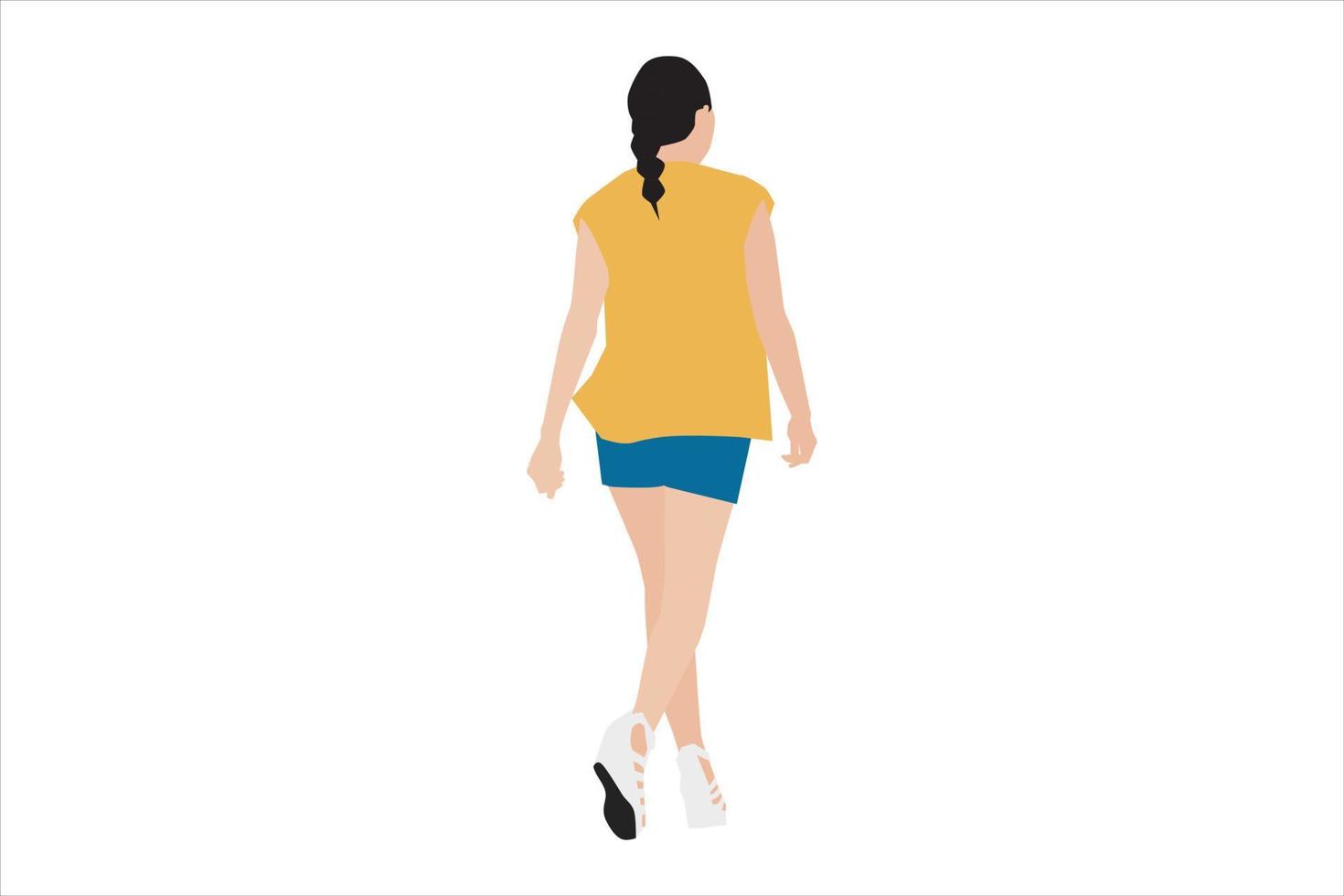 ilustração vetorial de mulheres casuais andando na calçada vetor