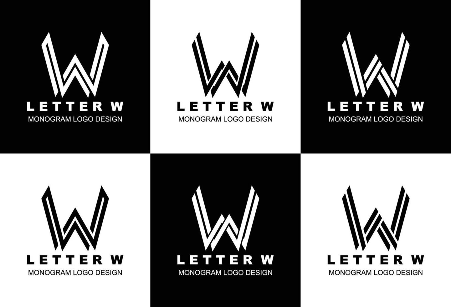 conjunto de design de logotipo de monograma letra w criativo vetor