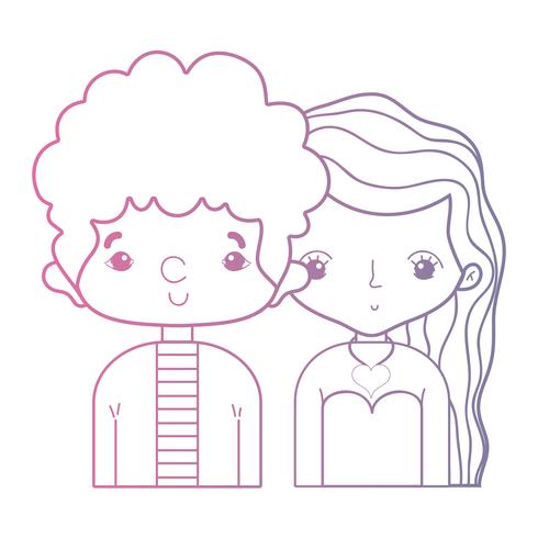 casal de beleza de linha juntamente com design de penteado vetor