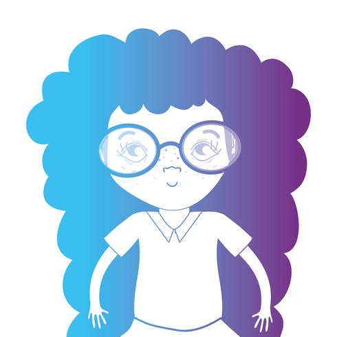 garota de avatar de linha com penteado e blusa vetor