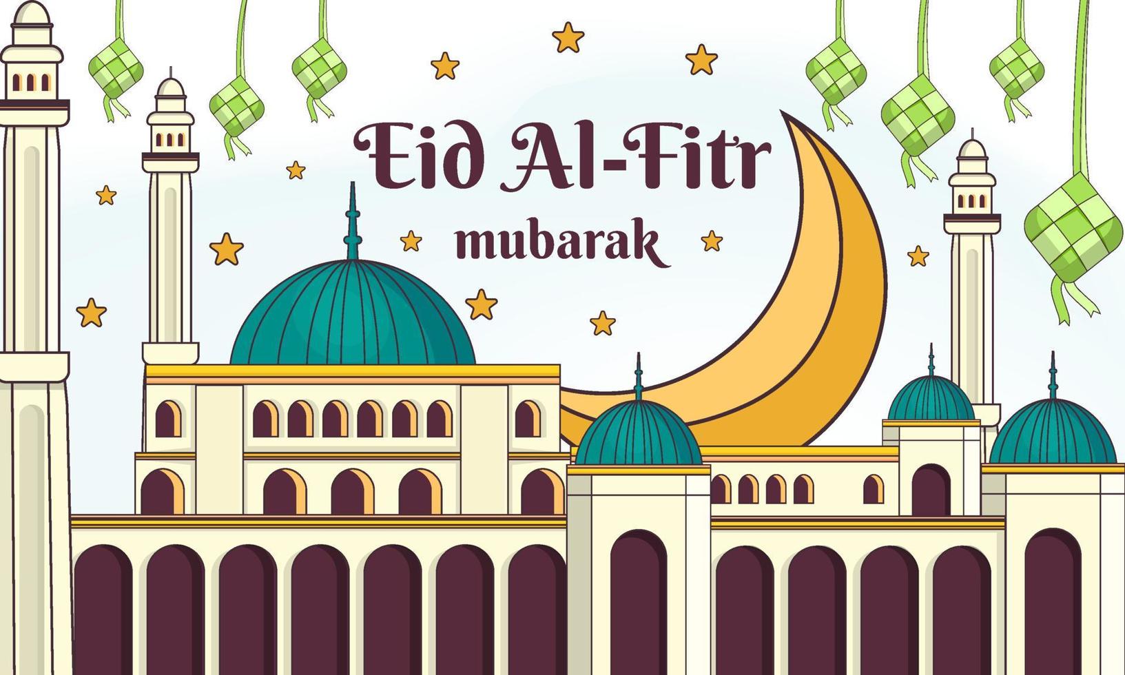 ilustração de eid al-fitr mubarak vetor