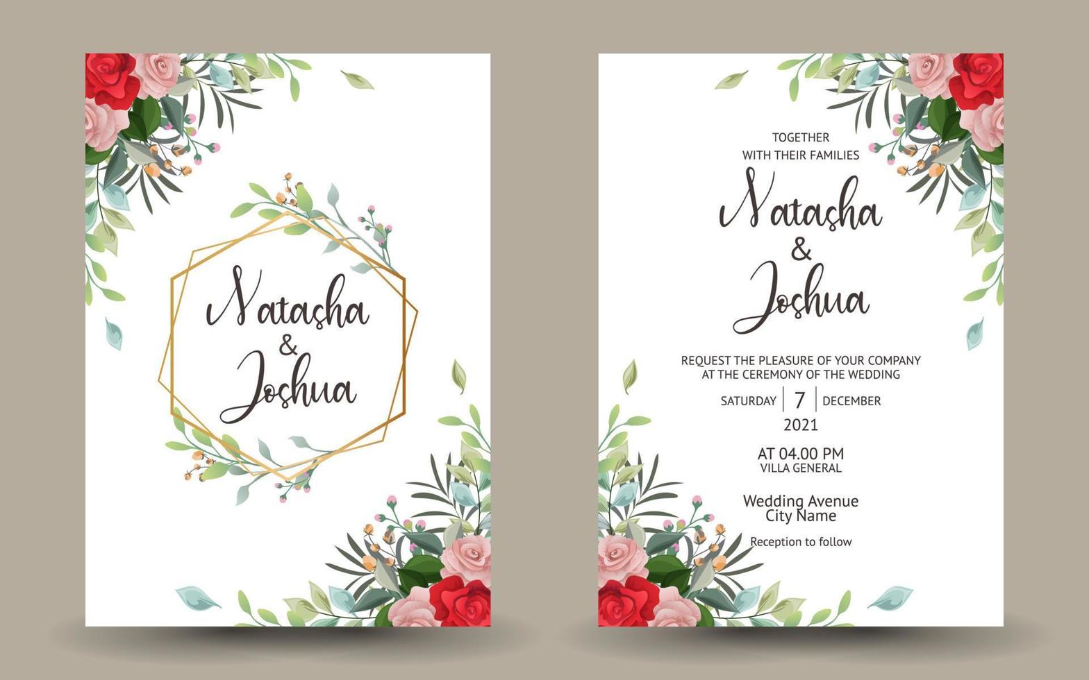 convite de casamento com design de fundo floral. vetor