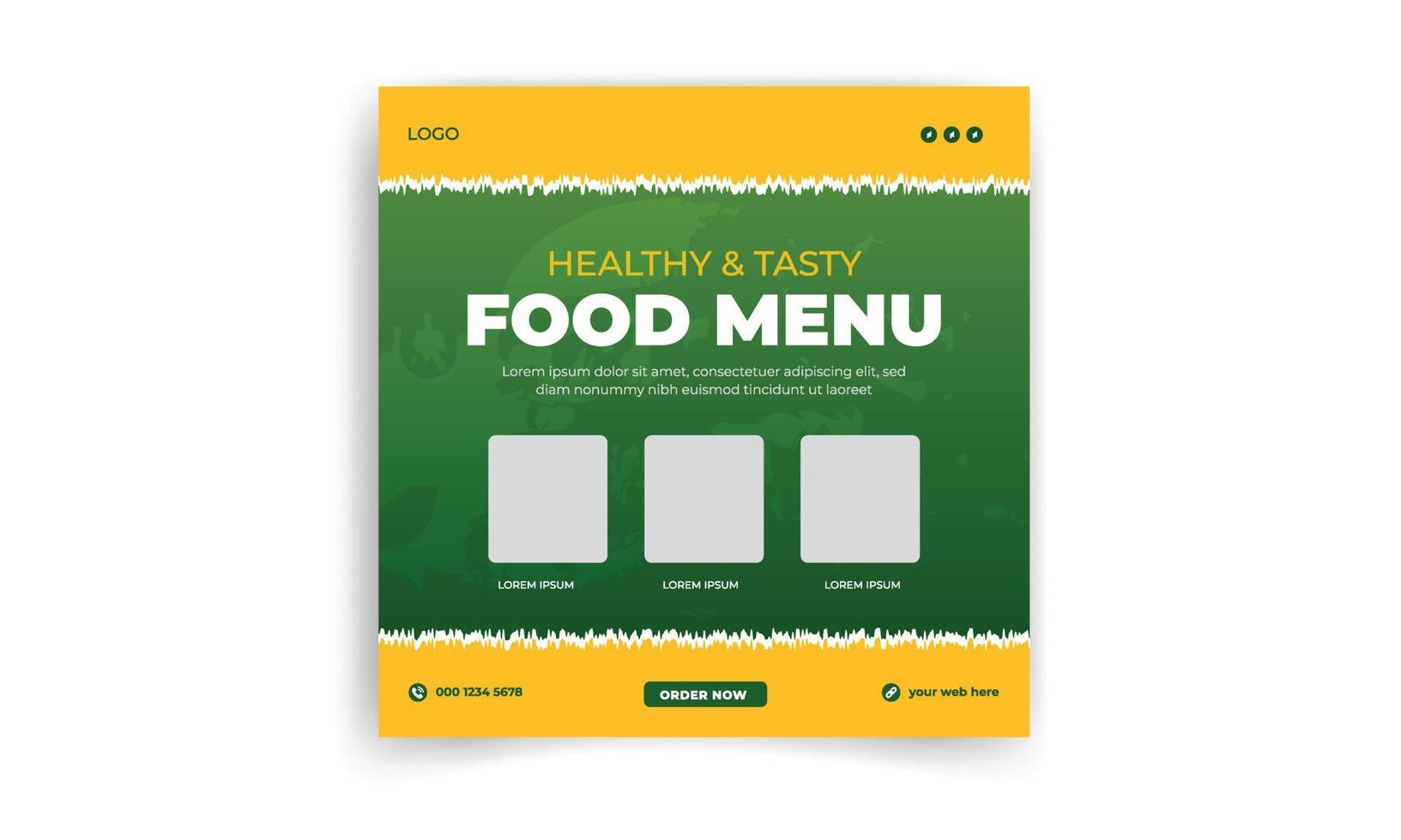 banner de menu de comida post de mídia social. modelos de mídia social editáveis para promoções no menu de comida. conjunto de história de mídia social e postar quadros. projeto de layout para marketing nas mídias sociais. vetor